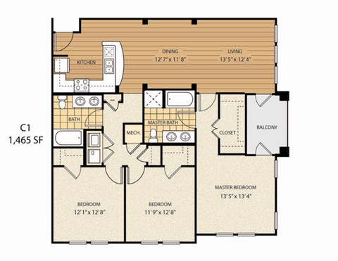 a floor plan of a house with a combination of bedrooms and a living room